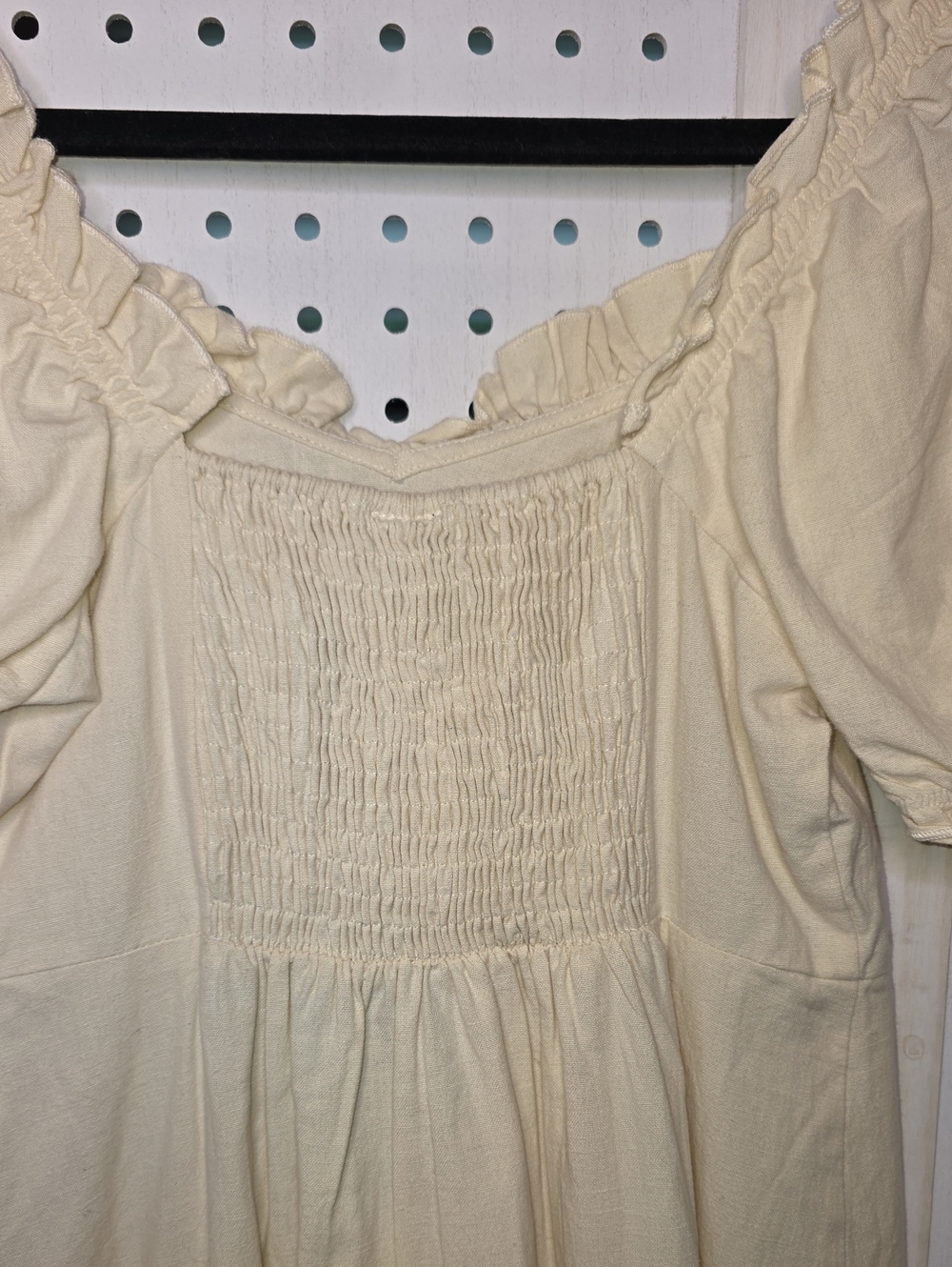 Vera Modo Cream Puff Sleeve Square Neck Mini Dress Linen Blend NWT XS - Picture 6 of 7